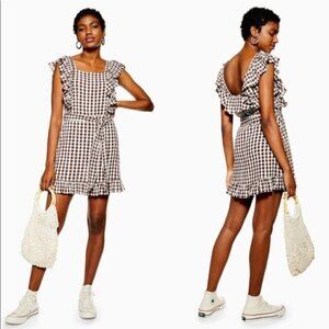 Topshop Gingham Pinafore Dress